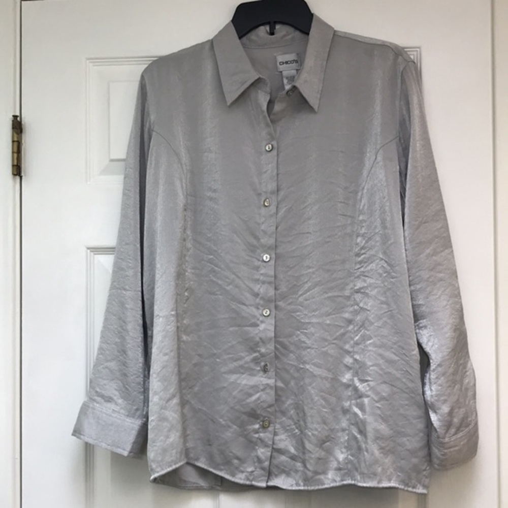 Chico's Button Front Tailored Blouse- size 12